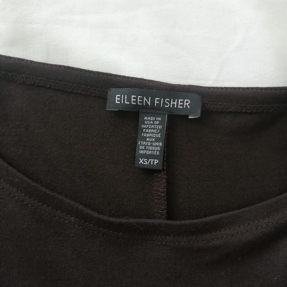 Eileen Fisher Long Sleeve Chocolate Brown Stretch Jersey Knee Length Dress XS - Picture 9 of 13